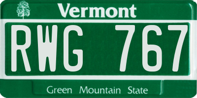 VT license plate RWG767