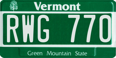 VT license plate RWG770