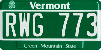 VT license plate RWG773