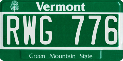 VT license plate RWG776