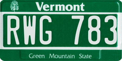 VT license plate RWG783