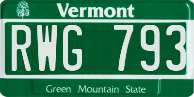 VT license plate RWG793