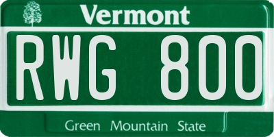 VT license plate RWG800