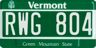 VT license plate RWG804