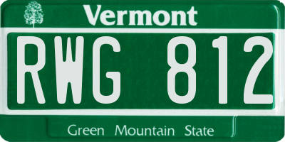 VT license plate RWG812