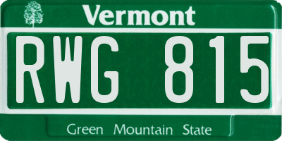 VT license plate RWG815