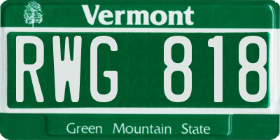 VT license plate RWG818