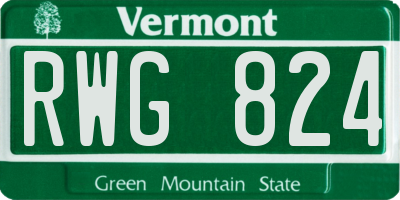 VT license plate RWG824