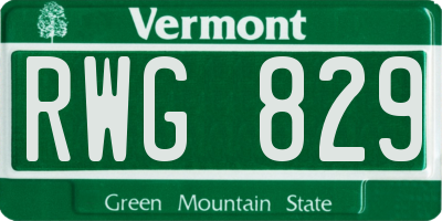 VT license plate RWG829