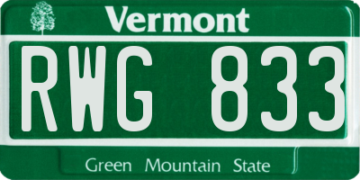 VT license plate RWG833