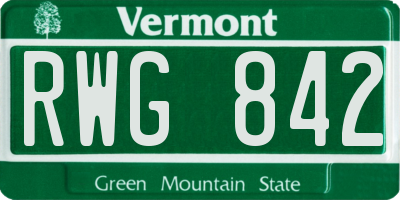 VT license plate RWG842