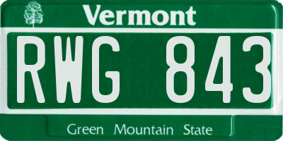 VT license plate RWG843