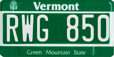 VT license plate RWG850