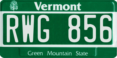 VT license plate RWG856
