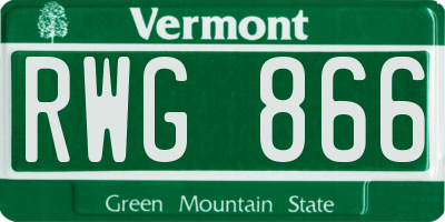 VT license plate RWG866