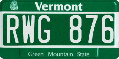 VT license plate RWG876