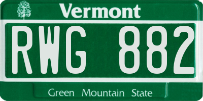 VT license plate RWG882