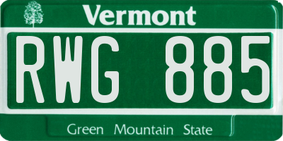 VT license plate RWG885