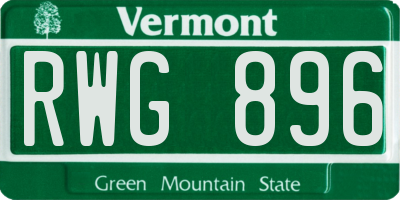 VT license plate RWG896