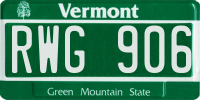 VT license plate RWG906