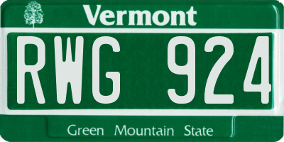 VT license plate RWG924