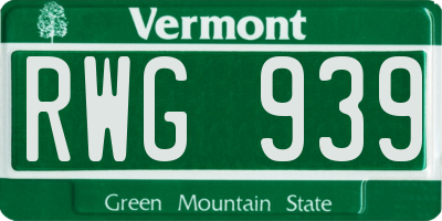 VT license plate RWG939