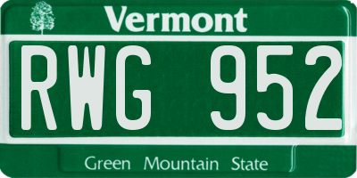 VT license plate RWG952