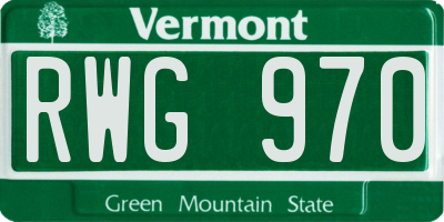 VT license plate RWG970