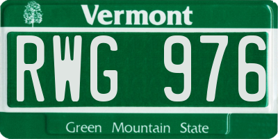 VT license plate RWG976
