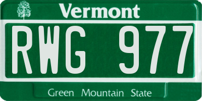 VT license plate RWG977