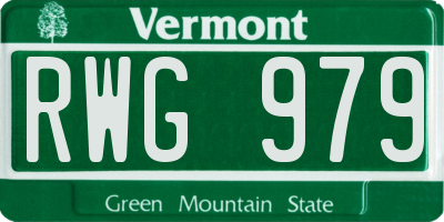 VT license plate RWG979