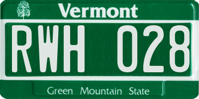 VT license plate RWH028