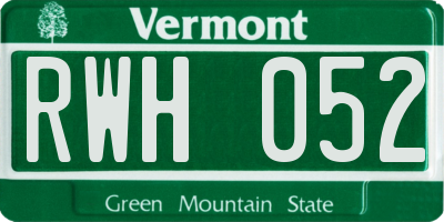 VT license plate RWH052