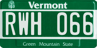 VT license plate RWH066