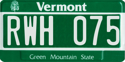 VT license plate RWH075
