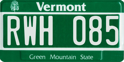 VT license plate RWH085
