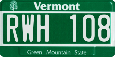 VT license plate RWH108