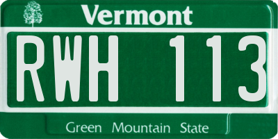 VT license plate RWH113