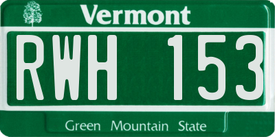 VT license plate RWH153