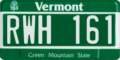 VT license plate RWH161
