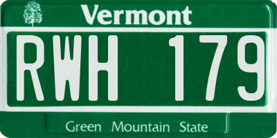 VT license plate RWH179