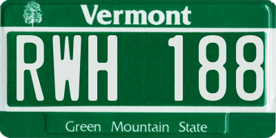 VT license plate RWH188