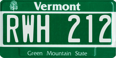 VT license plate RWH212