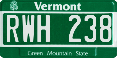 VT license plate RWH238