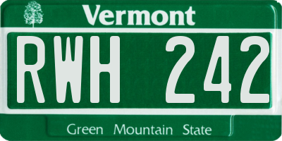 VT license plate RWH242