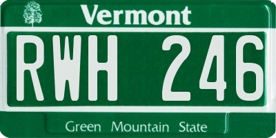 VT license plate RWH246