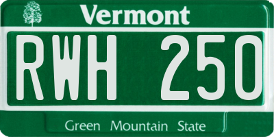 VT license plate RWH250