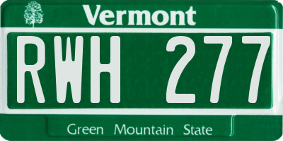 VT license plate RWH277