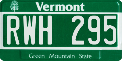 VT license plate RWH295