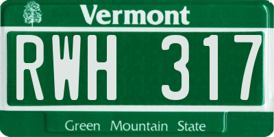 VT license plate RWH317